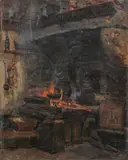 Dario V. Barbosa, Hearthside, Oil on canvas