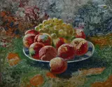 Venceslas Dédina, Grapes and Peaches, Oil on panel
