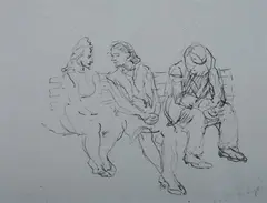 Park Bench by Isabel Bishop, Pen and ink, sold Jun 2010