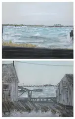 Eugene Gardner, OLD HARBOR AT CRISFIELD and CRAB SHACKS: TWO WORKS, each signed and dated '50 lower right, Pastel