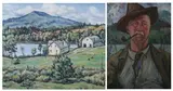 Florence H. Austrian, MARYLAND FARM and PORTRAIT OF MAN WITH PIPE: TWO WORKS, first signed lower right, Oil on canvas