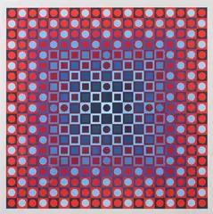 ALOM-ROUGE AND BLEU from the series "PERMUTATIONS" by Victor Vasarely, Color serigraph, sold Jun 2010