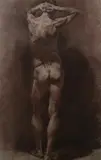 Petr Petrovic Belousov, Standing Male Nude, Colored pencil