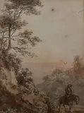 Nicholas Pocock, Rider on Country Road, Watercolor