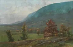Mountain Scene by Burt L. Roys, Oil on canvas, offered Jun 2010