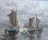William A. Brigl, Sailing, Oil on canvas
