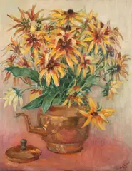 Caroline van Hook Bean, Vase of Flowers, Oil on board