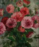 American School, Pink Peonies, Oil on canvas