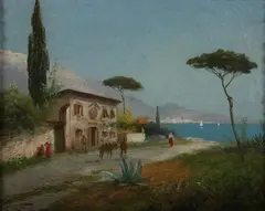 Seaside Villa by A. C. Terni, Oil on canvas, offered Jun 2010