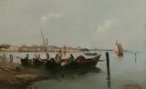 G. Ricardi, Fishermen, Oil on canvas