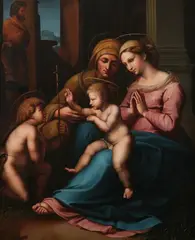 Italian School, Madonna and Child with Saint Elizabeth and the Infant Saint John the Baptist, MADONNA AND CHILD WITH SAINT ELIZABETH AND THE INFANT SAINT JOHN THE BAPTIST, oil on canvas
