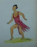 Abraham Walkowitz, Isadora Duncan in a Red Dress, Watercolor