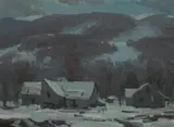 Jay Hall Connaway, Winter Moonlight-Revolutionary Barn