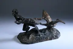 Victor H. Seifert, The Faun and the Goose, Bronze - Height: 9 1/2 in