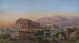 Giovanni Giordano Lanza, The Temples at Paestum, Watercolor
