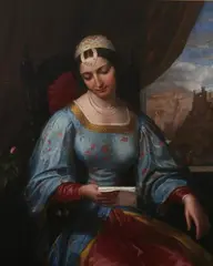 Continental School, Portrait of Lady in Beaded Cap and Pearls, PORTRAIT OF LADY IN BEADED CAP AND PEARLS, oil on canvas