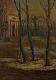 Leonard Turzhansky, Landscape with Folly, Oil on board