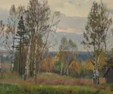 Sergey Gerasimov, Birch Trees in Autumn, Oil on canvas