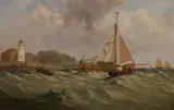 George Stainton, Sailboat in Choppy Waters, Oil on canvas
