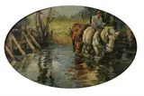 Draft Horses at Watering Hole by Emile Albert Gruppe, Oil on board, offered Jun 2010