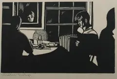 Barbara Latham, Christmas Greeting, Woodcut