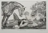Frank Wright, Don Quixote Reading, Engraving