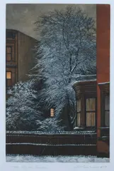 Winter Garden by Frederick Mershimer, Color mezzotint, sold Jul 2010