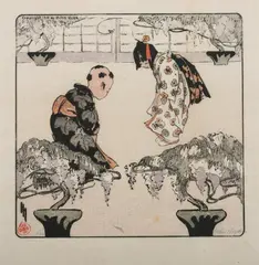 Helen Hyde, Greeting, Color woodcut