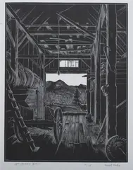 Herbert Waters, Les Smith'S Barn, Wood engraving