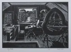 Herbert Waters, My Studio, Wood engraving