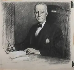J. J. Wauk, Al Smith, Charcoal and white chalk on paper