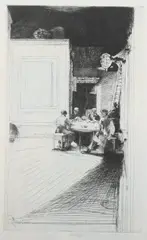 John Winkler, Chinese Card Players, Etching