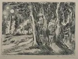 Karl Schrag, Edge of the Woods-Full Moon, Lithograph