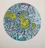 Karl Schrag, Sunflowers at Sundown, Color etching with aquatint and stencil