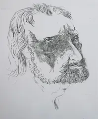 Leonard Baskin, Portrait of Matthias Grunewald, Drypoint