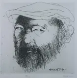 Leonard Baskin, Self-Portrait at Age 44, Etching