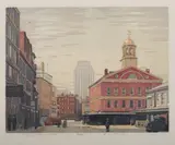 Louis Novak, Sunday at Faneuil Hall, Color linocut