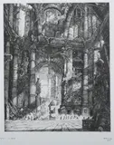 Mohutz, L'Église, L'ÉGLISE, signed, dated 1975 and numbered 51/100 in pencil lower margin Etching