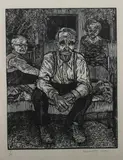 Rosemary Feit Covey, Old Man with Woman, Wood engraving