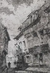 Samuel Chamberlain, A Side Street in Beauvais, Etching and drypoint