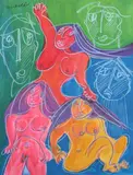 Silvia Villagrán, Mujer Sentada, Gouache