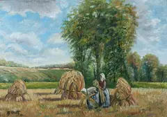 The Gleaners by Athiriot, Oil on canvas, offered Jul 2010