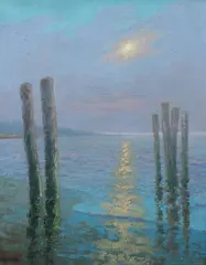 Clay Kelly, Coucher de Soleil Sur le Lac, Oil on canvas