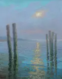 Clay Kelly, Coucher de Soleil Sur le Lac, Oil on canvas