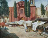 D. Gilio, Market Day, Oil on canvas