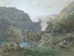 Auguste Anastasi, River Valley, Watercolor