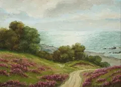Bruyères En Fleurs le Long de la Côte by Gaston Anglade, Oil on board, sold Jul 2010