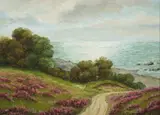 Gaston Anglade, Bruyères En Fleurs le Long de la Côte, Oil on board