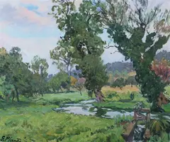 Georges Planes, Landscape with Winding River, Oil on canvas
