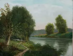 Henri Catrou, Bend in the River, Oil on canvas